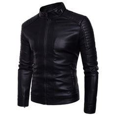 Jacket Men Fashion, Motor Jacket, Faux Collar, Slim Jacket, Casual Outwear, Windproof Jacket, Wear Store, Pu Leather Jacket, Men's Leather Jacket