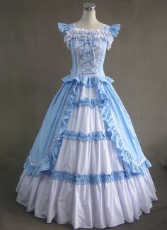 Victorian Dress Costume, Ladies Costumes, Gothic Victorian Dresses, Gaun Abad Pertengahan, Blue Halloween, Victorian Halloween, Victorian Gown, Blue Costumes, Victorian Costume