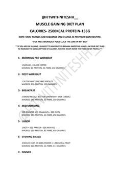 an exercise manual for the muscle gain diet plan, with instructions on how to use it