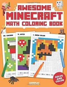 the book cover for awesome minecraft math coloring book, volume 1 by steve cole