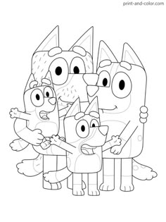 an adult coloring page with cartoon characters