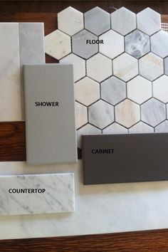 several different types of marble tiles on a table