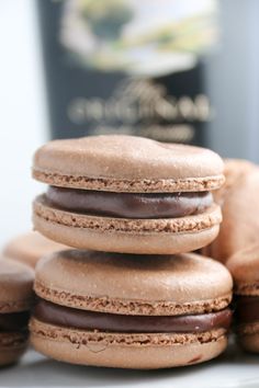 a stack of cookies sitting on top of each other