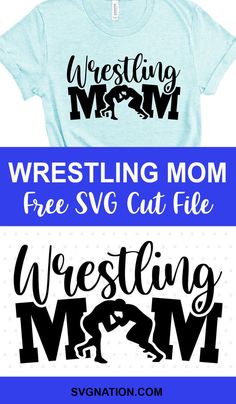 wrestling mom svg cut file with the text wrestling mom in black and blue on it