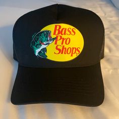 Nwt Never Worn Black Bass Pro Shop Hat Base Pro Hat, Bass Pro Shop Hat, Bass Pro Shop, Black Bass, Chicago Shopping, Slouch Hat, Fishing Hat, Vintage Cap, Men Hats