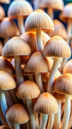 a bunch of mushrooms that are on the ground