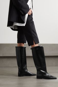 TOTEME + NET SUSTAIN The Riding leather knee boots | NET-A-PORTER Net Sustain, Leather Knee Boots, Spring Boots, Lug Sole Boots, Trending Boots, Boots Knee, Designer Boots, Mr Porter, Net A Porter