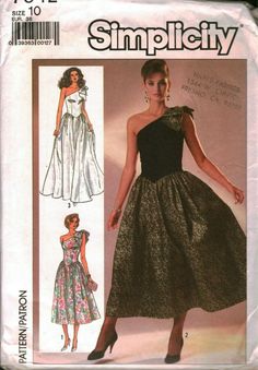 7842 Vintage Simplicity Sewing Pattern Misses Evening Gown Dress Party Prom OOP | eBay Prom Dress With Bow, 80s Magazine, Off One Shoulder Dress, 1980s Dress, Simplicity Dress, Wedding Dress Patterns, Evening Gown Dresses, 1980s Dresses, Miss Dress