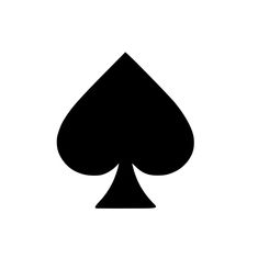 a black and white image of a card suit icon with the shape of a spade