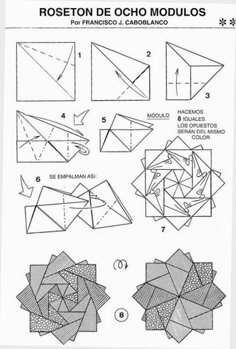 instructions for how to make origami flowers with pictures on the bottom and bottom