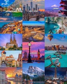 the most famous cities in the world are shown here, and there are many different pictures to choose from