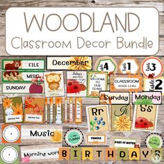 woodland classroom decor bundle for the month of december