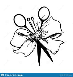 a black and white drawing of a flower with scissors