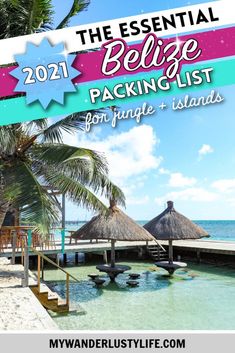 the beach with palm trees and thatched huts in front of it is featured on this postcard for my wanderlusity life