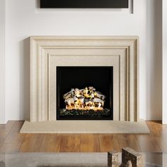 a fire place in the middle of a room