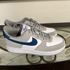 Gray Blue And White Nike Air Force 1 Nike Air Force 1 Colors, Air Force Azul, Men Air Force 1, Nike Shoes Men, Nike Shox Turbo, White Nike Air Force 1, White Nike Air Force, Nike Vapor Max, Air Foamposite Pro