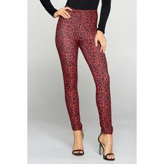 K-Cliffs Red Leopard Print Leggings for any day or night out! Make a fashion statement with styling these leggings with possibilities that are endless. Size: Plus.  Gender: female.  Age Group: adult. Trendy Red Non-stretch Leggings, Trendy Non-stretch Red Leggings, Trendy Red High-waisted Leggings, Trendy High Waist Red Leggings, Trendy Red Full-length Leggings, Red Stretch Elastane Leggings, Trendy Full Length Red Leggings, Red Trendy Leggings, Trendy Stretch Red Bottoms