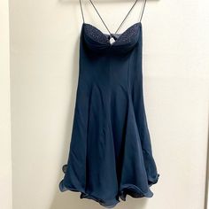 Open To Reasonable Offers. Bundle To Save! Same Or Next Day Shipping Guaranteed! Dark Blue Slip Dress, Midnight Blue Dress, Blue Slip Dress, Navy Cocktail Dress, Vintage Mini Dress, Vintage Mini Dresses, Dresses Vintage, Stylish Jewelry, Vintage Silk