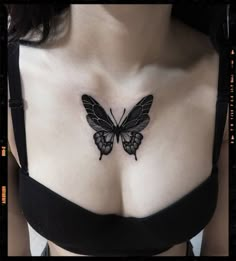 Butterfly Tattoo Inspiration Punk Butterfly Tattoo, Butterfly Elbow Tattoos For Women, Goth Butterfly Tattoo, Neck Tattoo Designs For Women, Butterfly Tattoo Chest, Butterfly Cover Up Tattoo, Dark Butterfly Tattoo, Butterfly Tattoo Neck, Butterfly Chest Tattoo