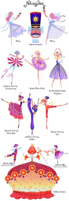 an image of the different types of people in ballet costumes and their name on it