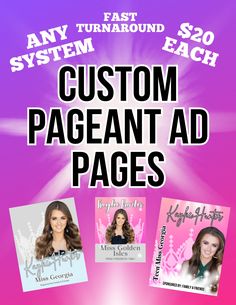 the flyer for custom pageant ad pages