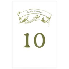 a table number card with the number ten on it