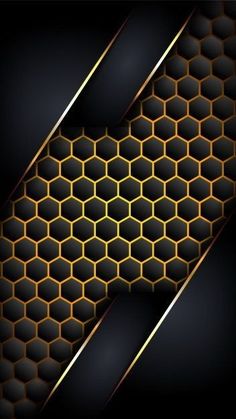 an abstract black and yellow background with honeycombs