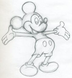 a pencil drawing of mickey mouse