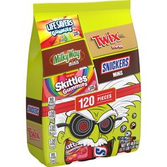 two bags of skittle's gummys are shown in this undrecognistically designed package