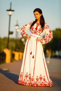 Dress for Woman Long Sleeve Dress Ukrainian Embroidered | Etsy Traditional Red Embroidered Maxi Dress, Traditional Embroidered Red Maxi Dress, Red Embroidered Floor-length Maxi Dress, Bohemian Long Sleeve Gown For Traditional Ceremonies, Folk Style Embroidered Floor-length Dress, Folk Style Long Dress With Intricate Embroidery, Traditional White Maxi Dress With Intricate Embroidery, Folk Style Wedding Dress With Intricate Embroidery, Red Embroidered Maxi Dress For Wedding