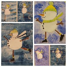 Grade 1 Art, Christmas Art For Kids, Kindergarten Art Lessons, Christmas Art Projects, Winter Kindergarten