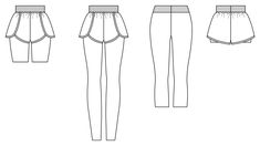 the front, back and side views of a women's pants