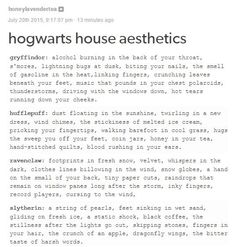 an article about hogwarts house aesthetics on the internet, with text overlaying it