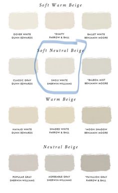 the different shades of paint that are used in this painting project, including neutral and beige