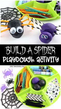 the spider playdough activity is perfect for kids to do with their halloween crafts