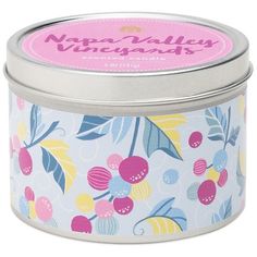 a tin with an image of flowers on it