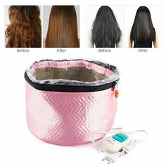 Hair Care Nourishing Hat Electric Hair Heating Cap Thermal Treatment SPA Steamer Specification  Item Type:Electric Hair Cap  Color:Pink  Voltage:110-220V  Power:60W  Temperature:20-75℃  Weight:225g  Size:26x18cm/10.24x7.09“  Gear position: 3 modes Wire length: 1.5 m/4.92 ft     Features Heating up quickly. Uniform and exquisite double-layer circular wire, fast heating, more easily absorbed nutrient film. One button control design, you can easily slide the button to power on/off and switch the te Hair Steamer, Hair Steamers, Silky Smooth Hair, Hat Hair, Split Hair, Electric Hair, Damaged Hair Repair, Electric Heating, Cap Hair