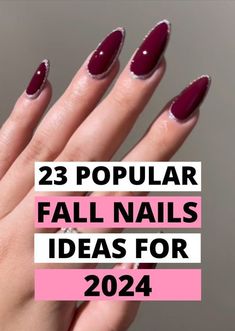 Almond Fall Nails, Black Cherry Nails, Best Fall Nails, Types Of Nails Shapes, Fall Almond Nails, Long Almond Nails, Fall Nail Trends, Cute Nails For Fall