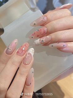 Nails Korean, Asian Nails, Cute Nail Art Designs, Gel Nails Diy, Grunge Nails, Casual Nails, Soft Nails