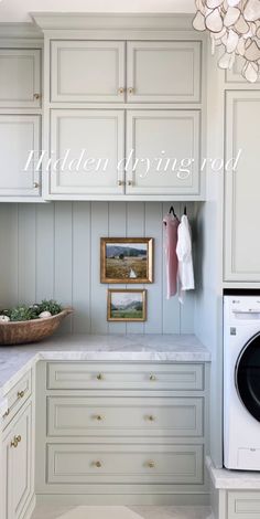 the kitchen is clean and ready to be used as a washer and dryer