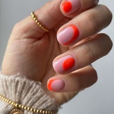 Simple Summer Manicure, Fun French Nails, Colored French Nails, French Pink, Happy Nails, Bright Nails, Pink Nail, Neon Nails