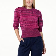 La Joie Crochet Knit Lantern Sleeve Sweater  This cozy pullover sweater and its soft crochet knit construction brings together comfort and style. A semi-fitted silhouette makes it perfect for tossing on over your favorite denim or work trousers. Cozy Crew Neck Pointelle Knit Top, Knit Top For Layering, Stretch Knitted Crew Neck Top, Winter Pointelle Knit Crew Neck Top, Cozy Knit Top With Relaxed Fit, Spring Cozy Fit Knit Tops, Spring Knit Tops With Cozy Fit, Cozy Fit Knit Tops For Spring, Cozy Fit Knit Tops For Fall