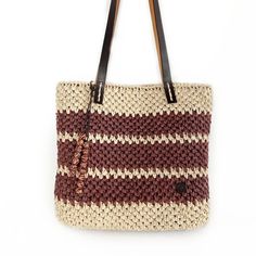 This raffia tote bag is handmade straw bag with leather handles. The crochet raffia bag is great choice for every day in the summer, on the beach or on vacation. Its a great gift ideas. The beige and brown  summer tote bag have a faux leather bottom and handles. Clasp - magnetic button. Inside the bag is lining of high quality cotton. There are inside pockets, one of them with a zipper. Be unique. It`s a handmade bag, there is no two exactly the same bags in the world! DETAILS: - length 35cm/14 Casual Beach Bag With Leather Handles And Natural Fiber, Casual Beach Bag With Leather Handles In Natural Fiber, Chic Jute Crochet Bag With Leather Handles, Beige Crochet Bag With Woven Leather Top Handle, Casual Jute Crochet Bag With Double Handle, Beige Woven Leather Crochet Bag For Everyday Use, Chic Crochet Straw Bag With Leather Handles, Chic Crochet Jute Bag With Leather Handles, Beige Woven Leather Crochet Bag