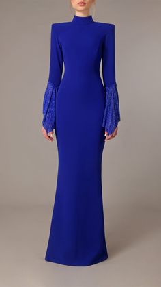 High neck long sleeves dress Jean-Louis Sabaji Long Sleeve High Neck Dress, Race Day Outfits, Long Sleeves Dress, Timeless Outfits, Blue Long Sleeve Dress, Elegant Dresses Classy, Midi Dress Style, Royal Blue Dress, Iconic Dresses