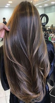 Long Brown Hair With Blonde Highlights, Low Lights For Brown Hair, Hair For Brunettes, Korean Long Hair, Hair Styles For Long Hair, Styles For Long Hair, Hairstyles For Layered Hair