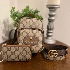 Authentic Matching Gucci Set - Gucci Over The Shoulder Bag. Fits A Pro Max Iphone And Wallet With A Few Extras. Very Lightly Used. Shows Slight Use On The Inside But In Excellent Condition. 658556k9got Mens 130. Gucci Women’s Belt In Size 95. Gucci Women’s Keychain Wallet. Comes With Dust Bag For Each Item, Ribbons And Boxes For Each Item And The Shopping Bag. Set Sold Together. Over Shoulder Bag, Key Chain Wallet, Over The Shoulder Bag, Gucci Mini, Gucci Women, Over The Shoulder Bags, Keychain Wallet, Chain Wallet, Gucci Bags