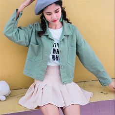 Fashion Korean Solid Color Denim Jackets – AcaciaFashion Casual Denim Jacket, Denim Jacket Fashion, Womens Jackets Casual, Jean Jacket Women, Vintage Denim Jacket, Long Sleeves Coats, Cropped Denim Jacket, Fashion Korean