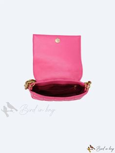 Bird in Bag - Pink Quilted Chain Flap Square Bag - Perfect for Back-to-School Parties, Going Out, Clubbing, and Gather Pink Chain Bag For Gift, Pink Rectangular Clutch With Chain Strap, Pink Crossbody Evening Bag With Chain Strap, Pink Pouch Bag With Chain Strap, Pink Rectangular Bag With Chain Detail, Pink Rectangular Bag With Chain, Rectangular Pink Bag With Chain, Everyday Use Pouch Box Bag With Chain Strap, Pink Chain Strap Flap Bag For Evening