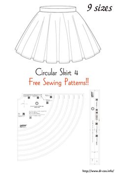 the circular skirt sewing pattern is shown with instructions for how to sew it and how to