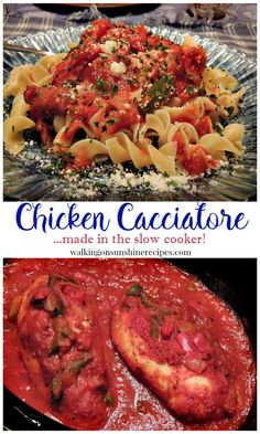 chicken cacciatore made in the slow cooker is an easy dinner recipe